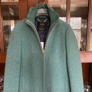 J Crew Lodge Wool Coat 00P Italian Stadium Cloth Heather Turquoise NWT